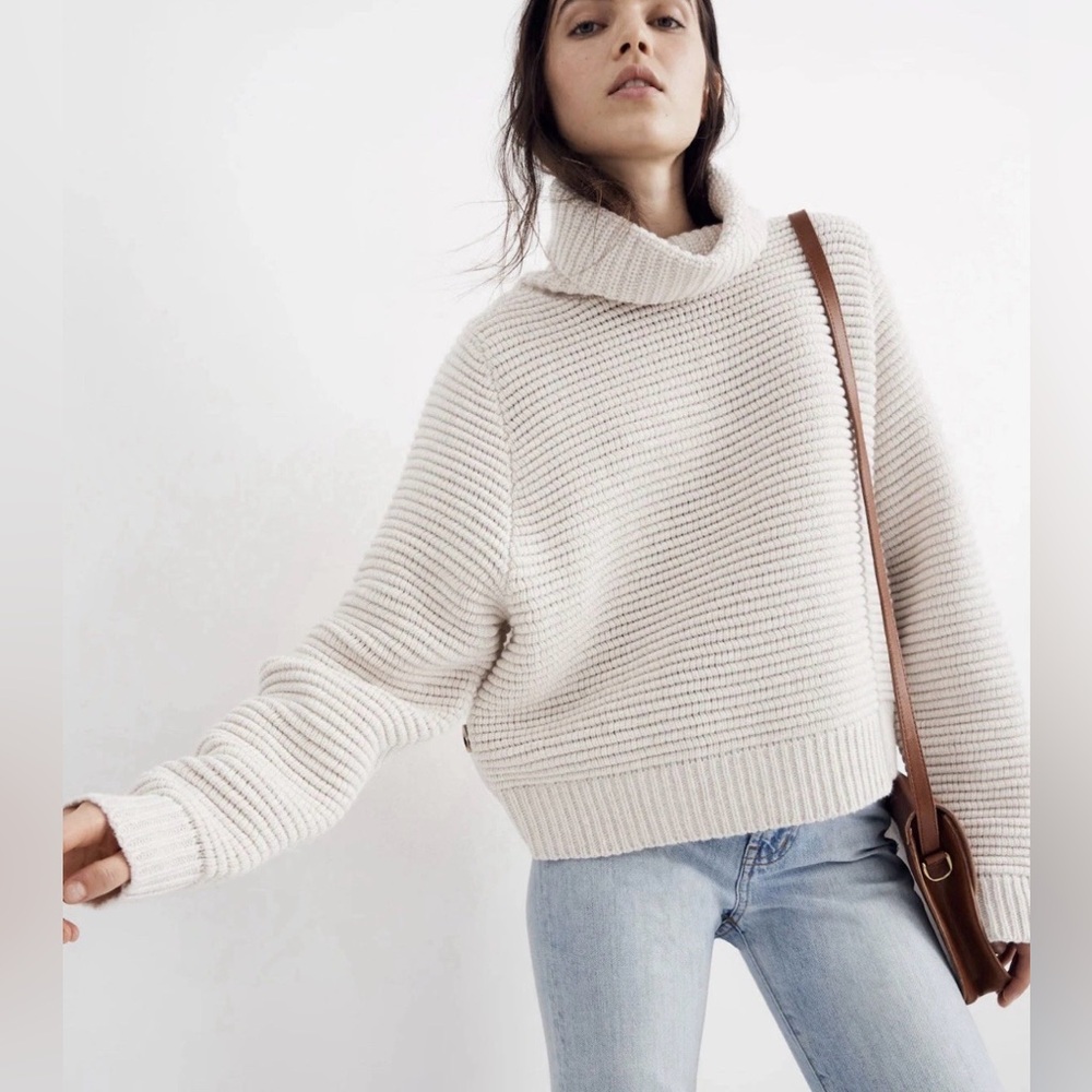 Madewell‎ Side Button Turtleneck Sweater Cotton Merino Wool